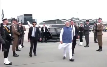 Prime Minister Narendra Modi emplanes from Warsaw, Poland.